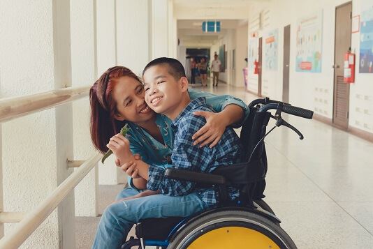 young boy with cerebral palsy